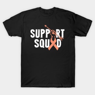 Support Squad Uterine Cancer Awareness Endometrial peach Ribbon T-Shirt